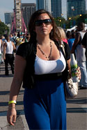 pretty girl in blue dress